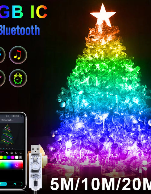 Load image into Gallery viewer, 10M/20M USB Christmas Tree LED String Lights with Smart Bluetooth App Remote Control Christmas Home Decor Fairy Lights Garland
