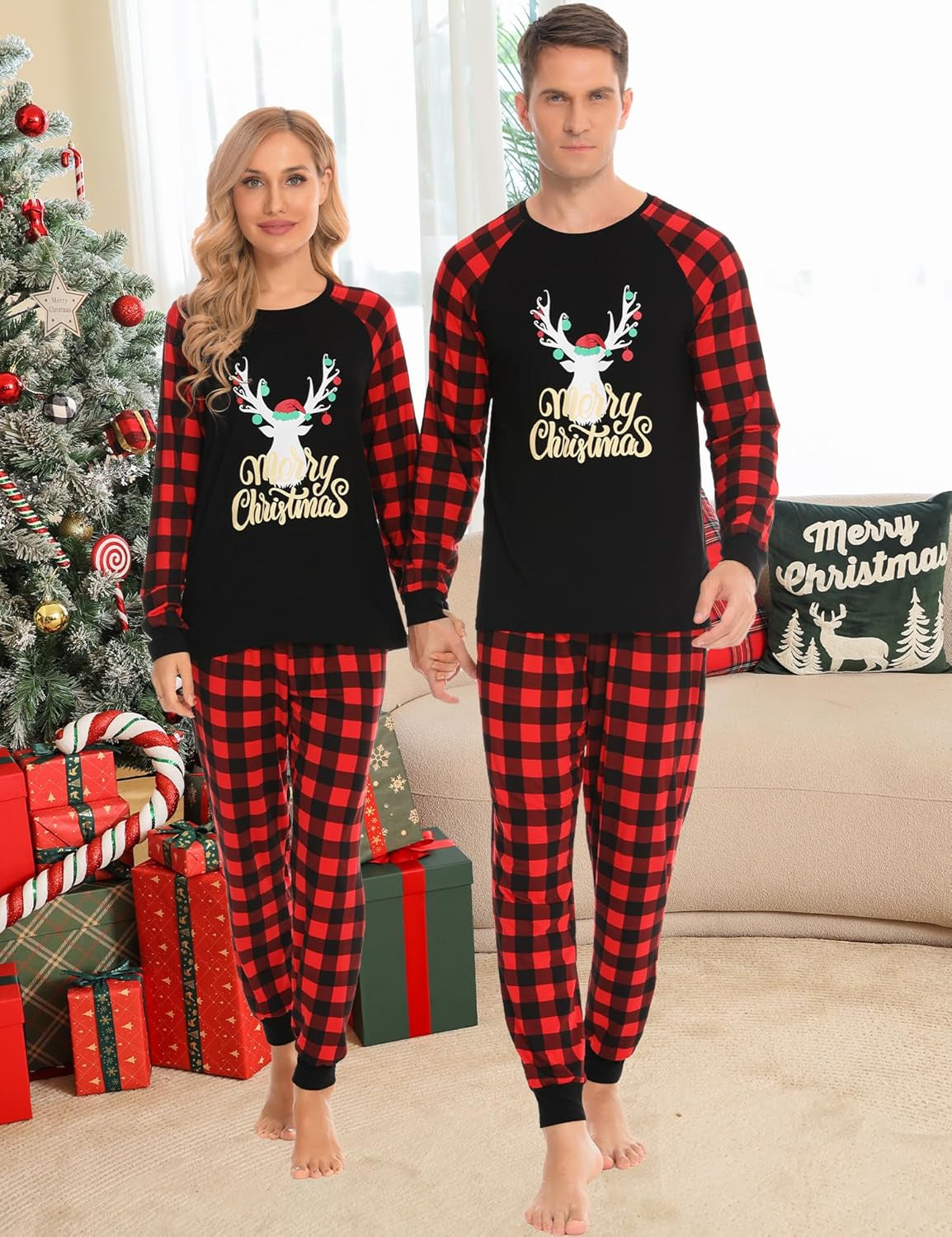 Christmas Pajamas Sets for Family Christmas Pjs Women Men Kid Sleepwear Holiday Festival Loungewear