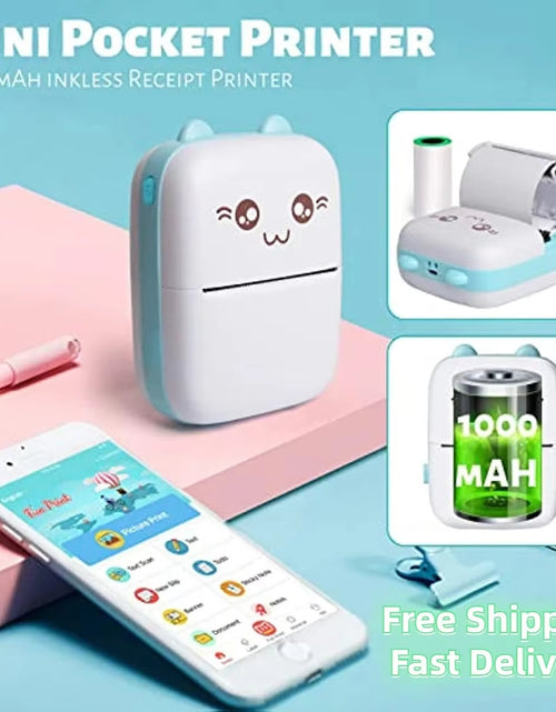 Load image into Gallery viewer, Mini Photo Pocket Printer Portable Ink-Free Thermal 57Mm Sticker Trans Paper Wireless BT 200Dpi Android IOS Printing Machine
