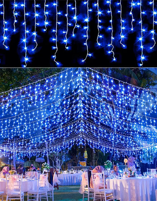 Load image into Gallery viewer, Christmas Lights Waterfall Outdoor Decoration 5M Droop 0.4-0.6M Led Lights Curtain String Lights Party Ggarden Eaves Decoration
