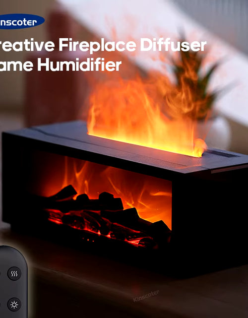 Load image into Gallery viewer, Colorful Flame Fireplace Aroma Diffuser 150Ml Waterless Auto-Off Air Humidifier with Timer Remote Control for Home Bedroom Gift
