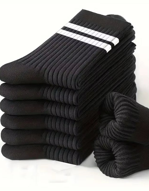 Load image into Gallery viewer, 6 Pairs of Men&#39;S Autumn and Winter Thickened Soft Comfortable Feet Black and White Solid Color Crew Socks
