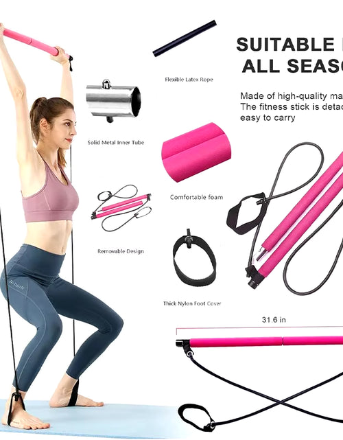 Load image into Gallery viewer, Multifunctional Pilates Bar Combination Fitness Bar Yoga Chest Expansion Tension Rope Back Trainer Elastic Rope Stretching Belt
