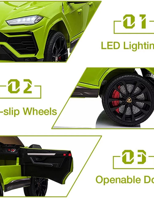 Load image into Gallery viewer, Lamborghini Urus 12V Electric Powered Ride on Car Toys for Girls Boys, Green Kids Electric Vehicles Ride on Toys with Remote Control, Foot Pedal, MP3 Player and LED Headlights, CL61
