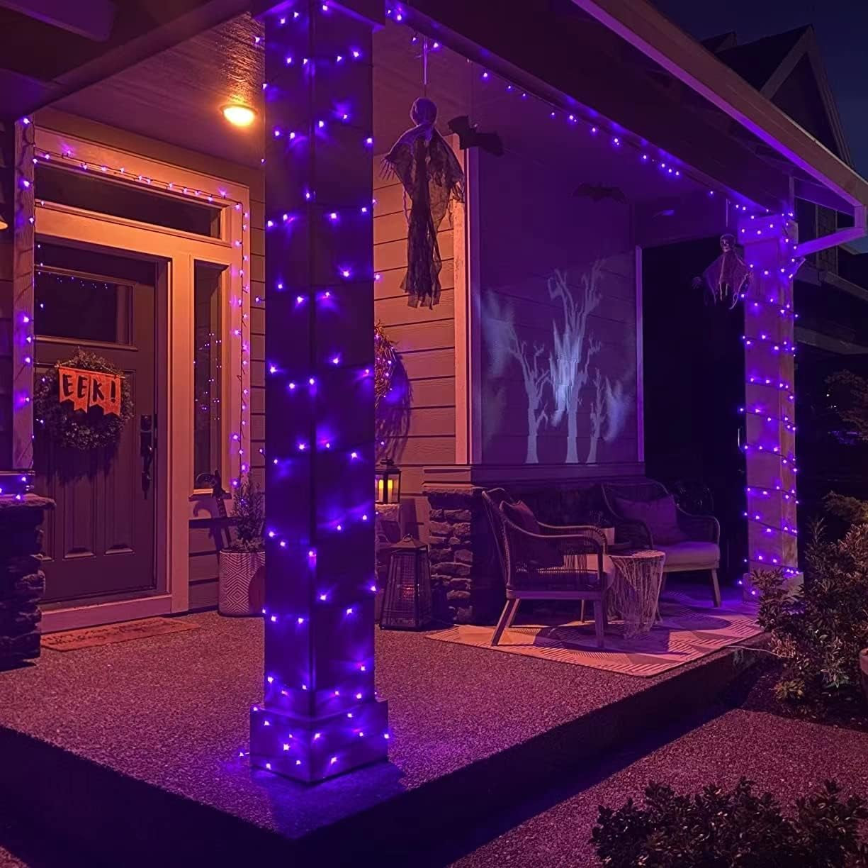 Purple Christmas Lights, 200 LED String Lights Outdoor Waterproof, Christmas Lights Indoor, 8 Modes 66Ft Green Wire Twinkle Lights Plug in for Party Tree