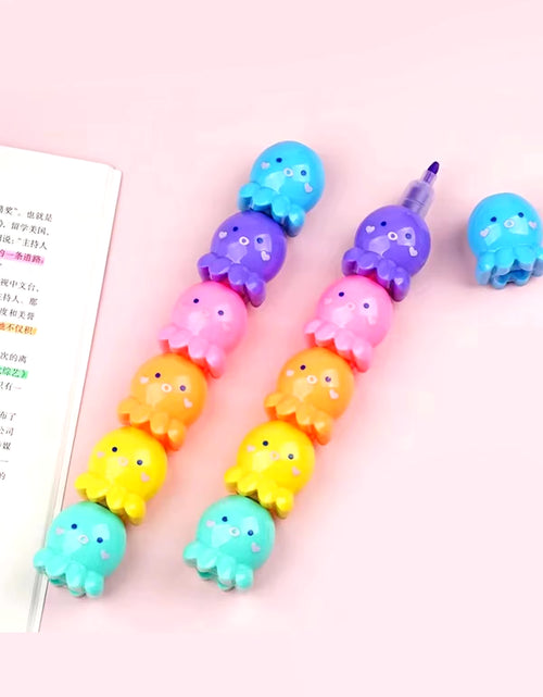 Load image into Gallery viewer, 5 Colors Cute Octopus Highlighter Watercolor Highlighter and Graffiti Markings for School and Office
