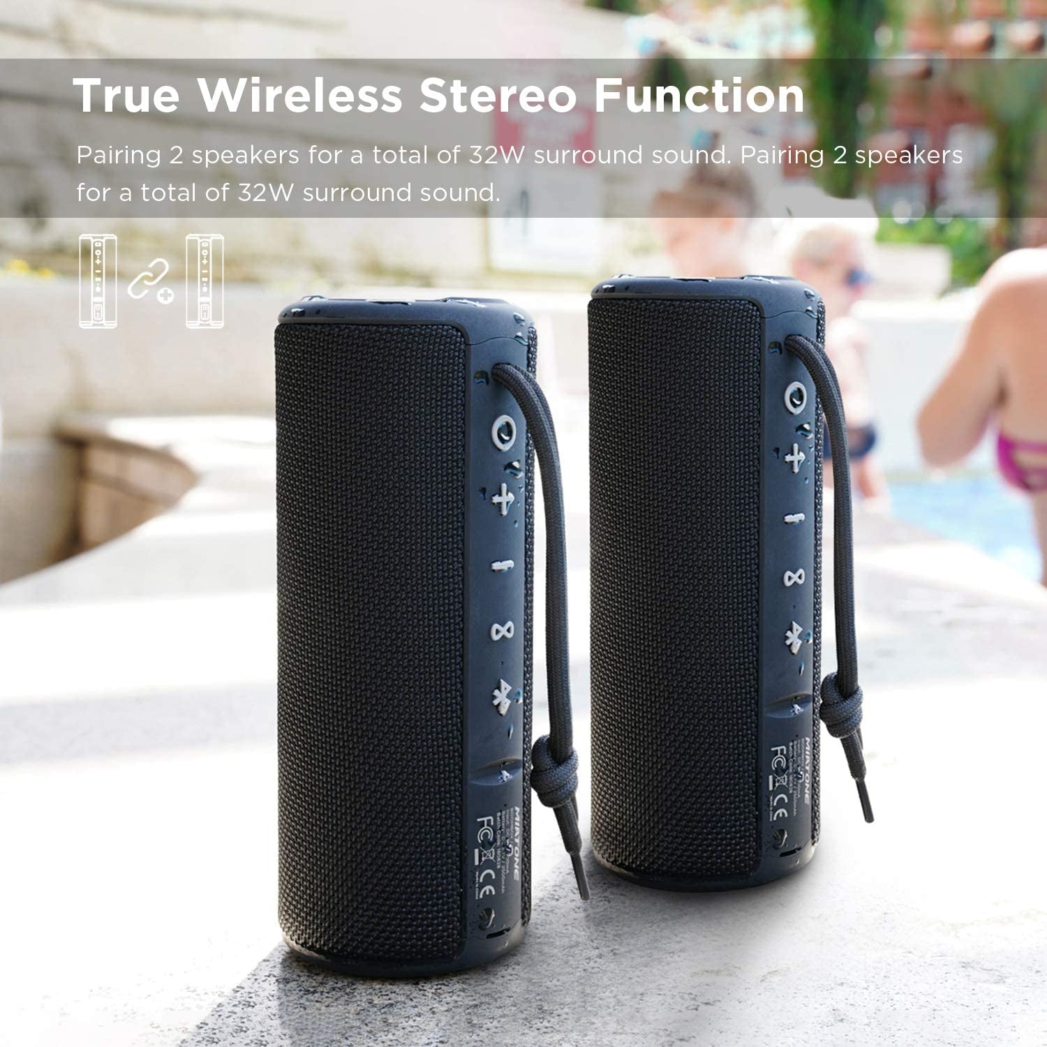 Outdoor Portable Bluetooth Speakers Waterproof Wireless Speaker for Camping (Black)